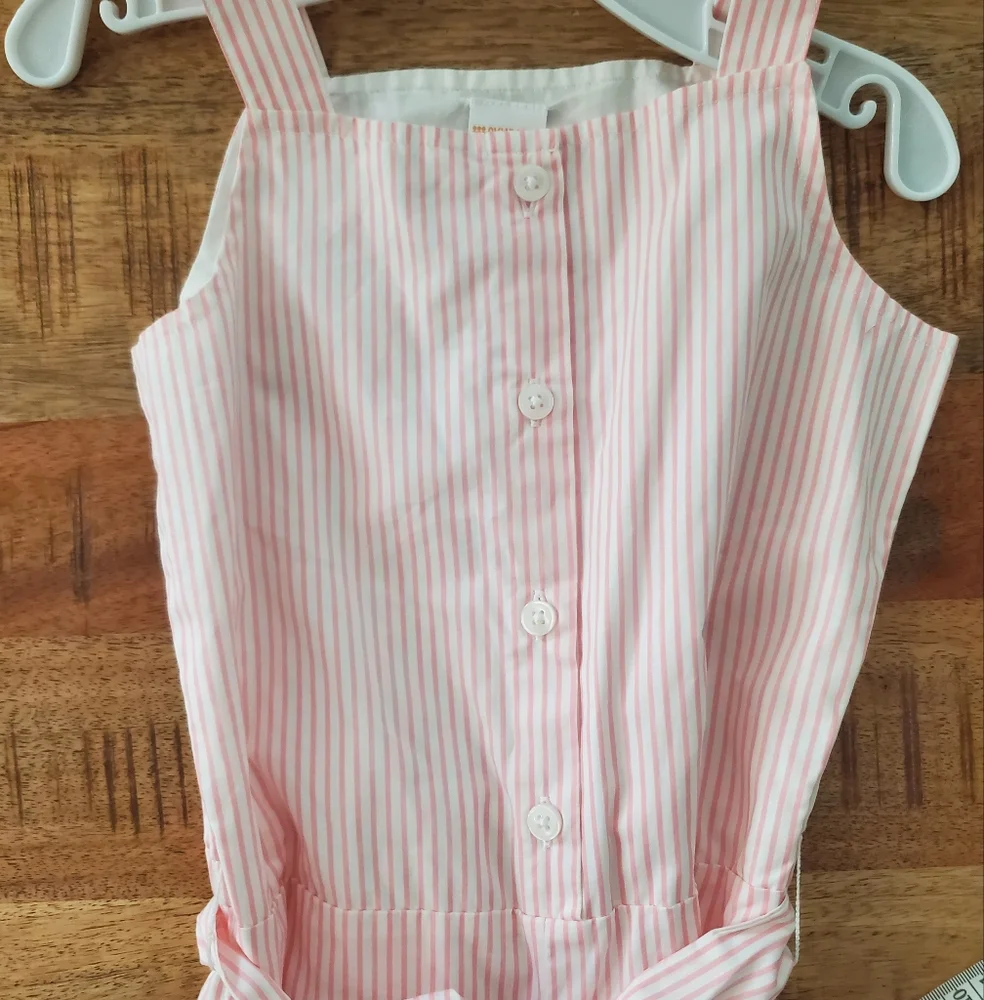 Gymboree Girls Pink Striped Sleeveless Jumpsuit Size 6 New
